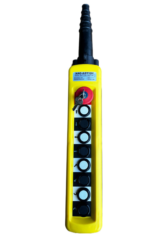 Пульт управления XAC-A8713Y для тали (8 кнопок, 1 скорость, ключ-марка, стоп, IP65, 380В) (1047465)