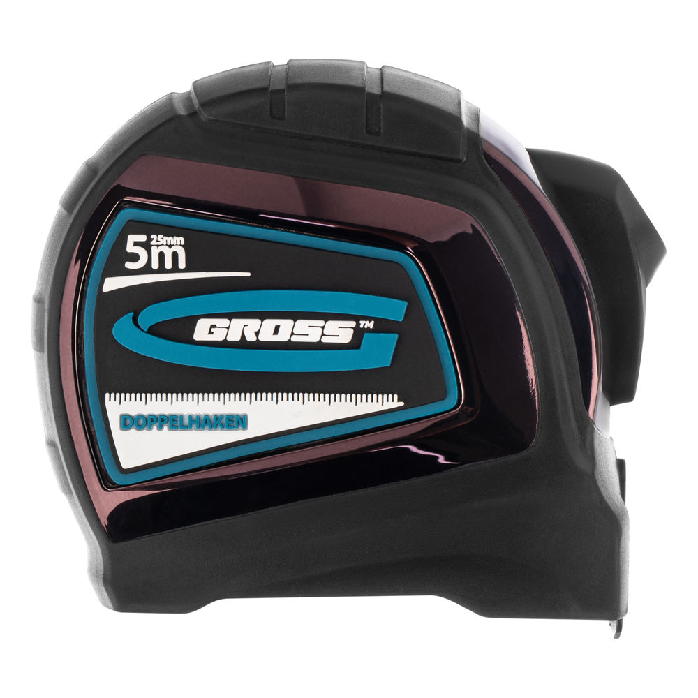 Рулетка Doppelhaken,5 м x 25 мм,двухсторонний зацеп,Нейлон,двусторонняя шкала,автоматическая фиксация Gross