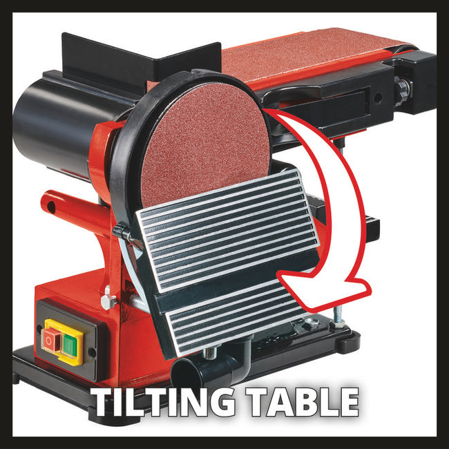 Станок шлифовальный Einhell TC-US 380, 380Вт, круг 150мм(шкурка), лента 100х914мм,стол,угл.упор (4419257)