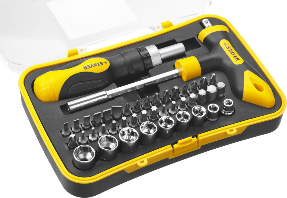 Отвертка реверсивная с насадками 43 предм. T-Compact-43 STAYER 25084-H43