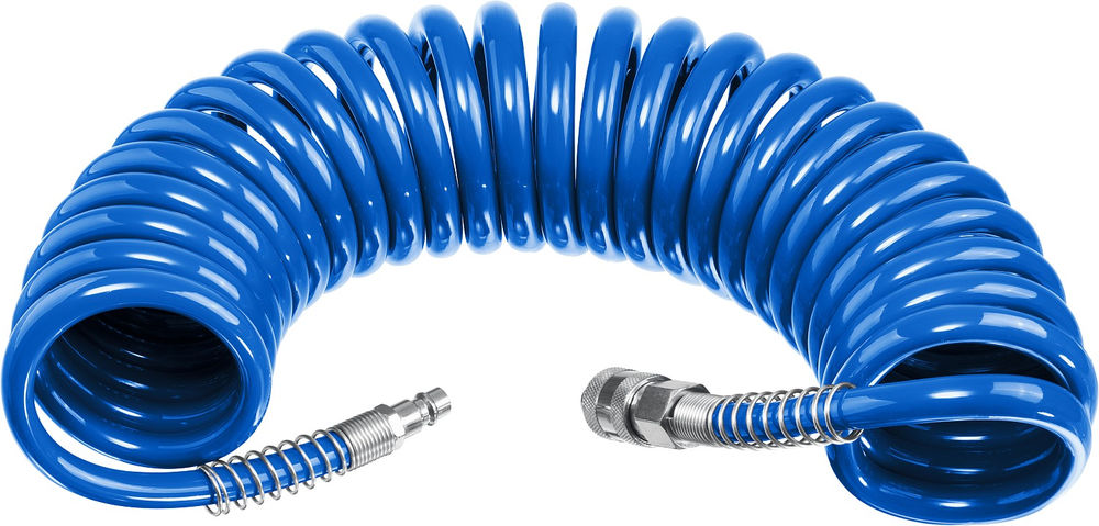 Шланг воздушный спиральный 5 м 6?8 мм 15 бар с фитингами рапид ЗУБР Профессионал 6473-05