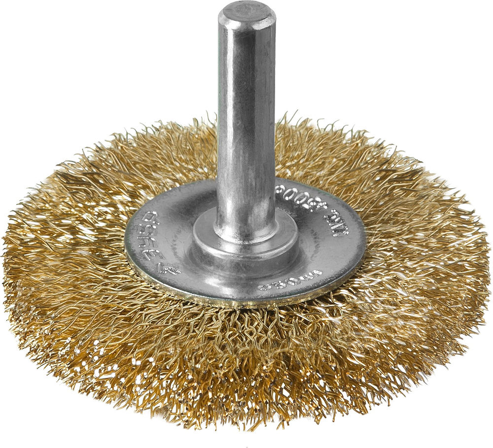 Щетка дисковая для дрели 50 мм, витая стальная латунированная проволока 0.3 мм ЗУБР Профессионал 3520-050_z02