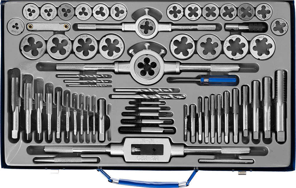 Набор метчиков и плашек 65 предметов сталь Р6М5 Профессионал ЗУБР 28110-H65