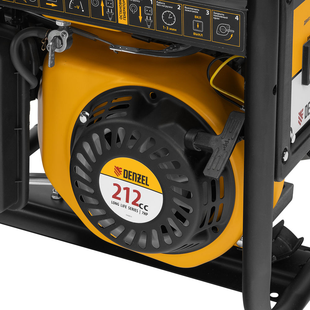 Генератор бензиновый PS 28, 2.8 кВт, 230 В, 15 л, ручной стартер Denzel (946824)