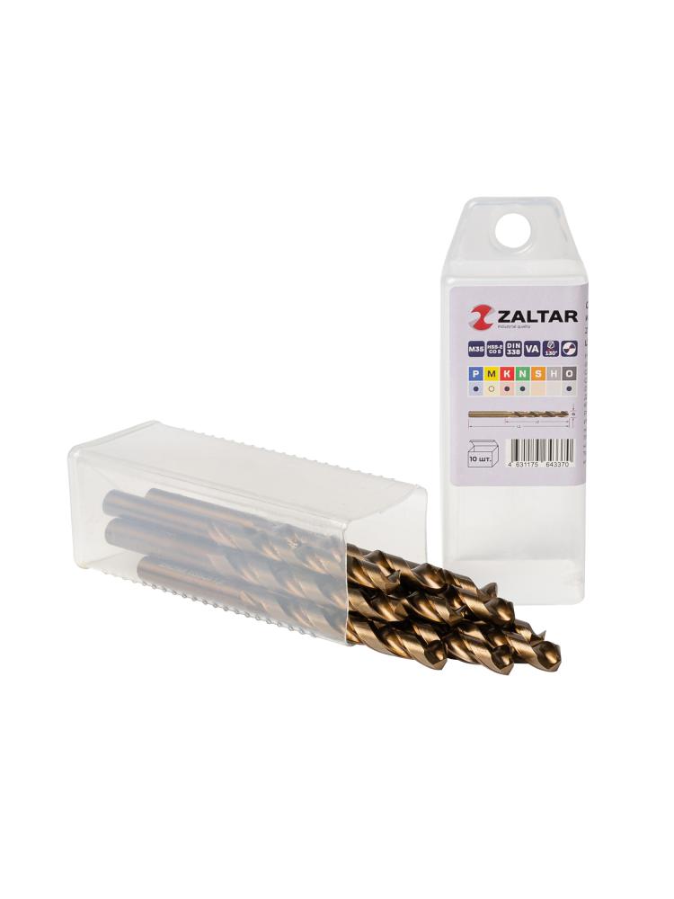 Комплект свёрл по металлу индустриальных, 10 шт, DIN 338, HSS-E Co5, Тип VA, 5xD, O7.50 мм (ZA-74075-S10)