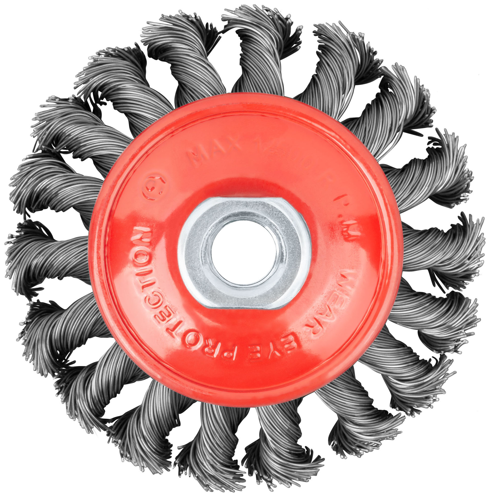 Корщетка-колесо с наклоном, гайка М14, стальная витая проволока 100 мм (39114)