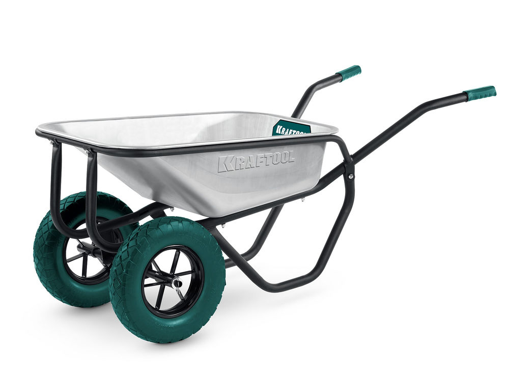 Тачка строительная MAXDrive-2, 110 л, 280 кг, двухколесная, с трубным усилителем, кузов 0,9 мм, полиуретановые колеса KRAFTOOL 39860