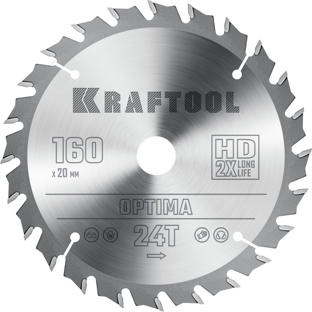 Пильный диск по дереву Optima, 160 х 20 мм, 24Т KRAFTOOL 36951-160-20