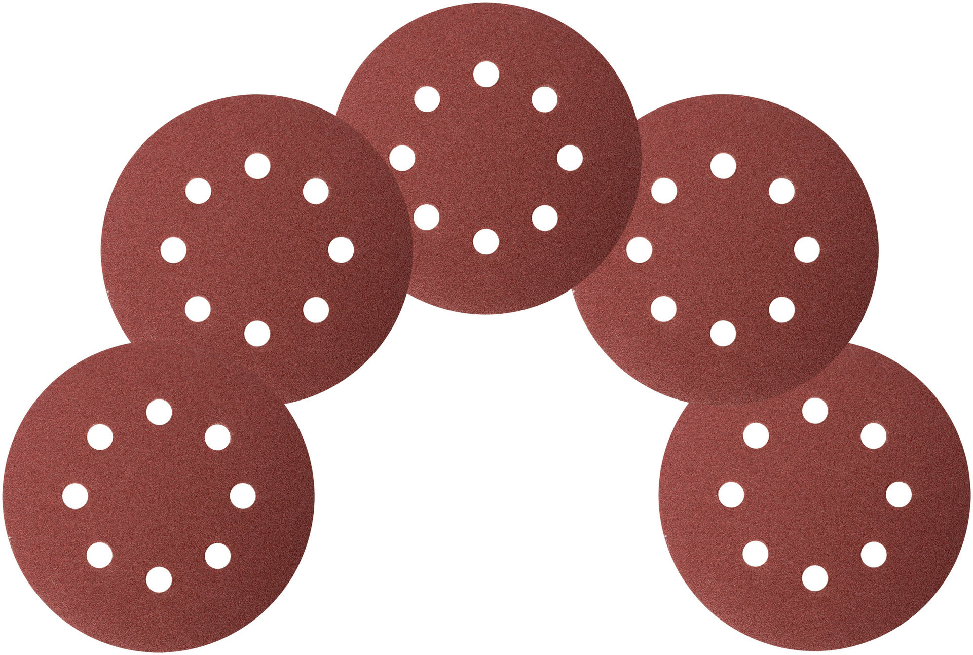Круги шлифовальные с отверстиями (липучка), алюминий-оксидные, 125 мм, 5 шт. Р 100 (39665)