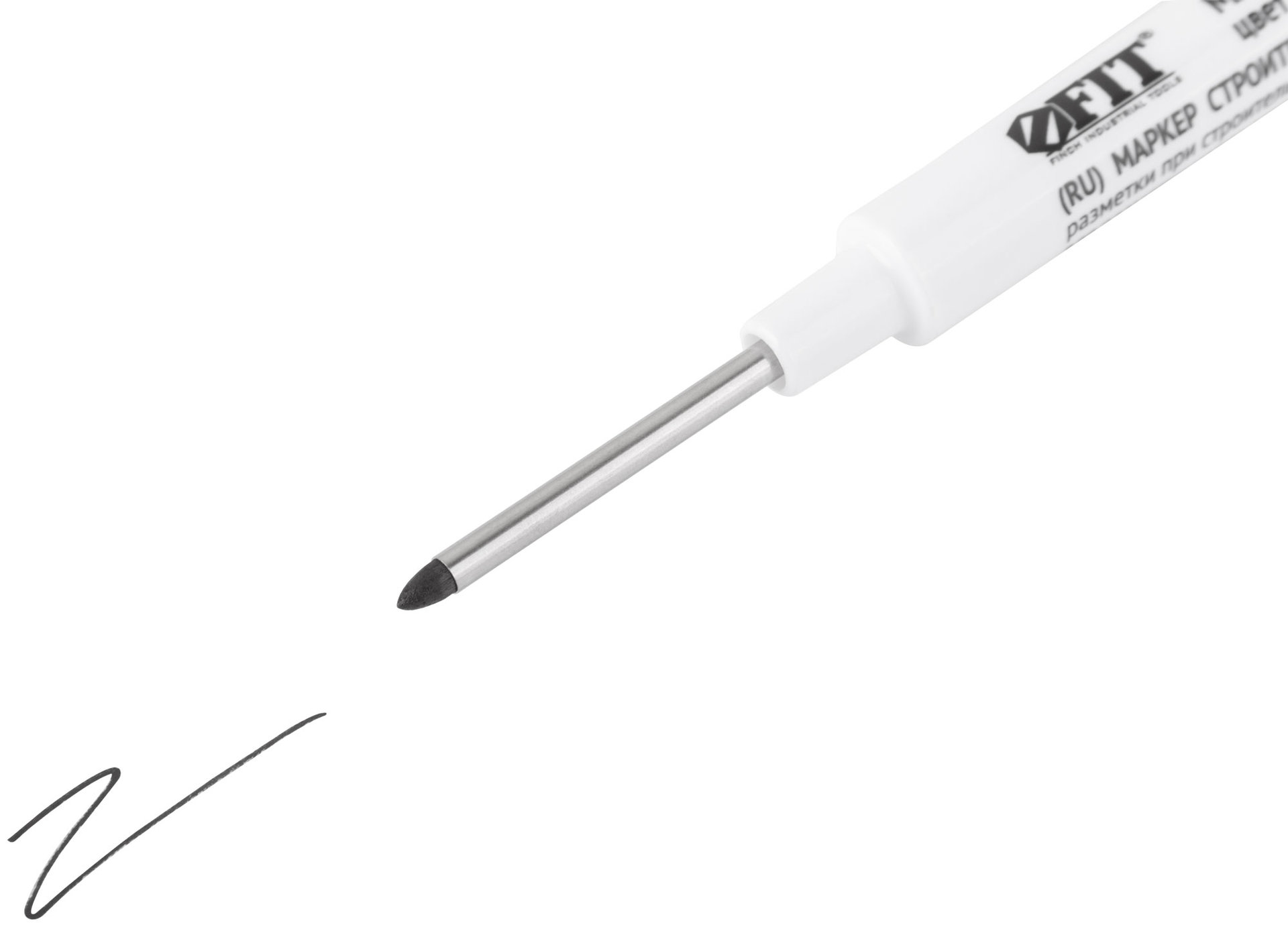 Маркер строительный перманентный, тонкий, удлиненное перо, черный (04342)