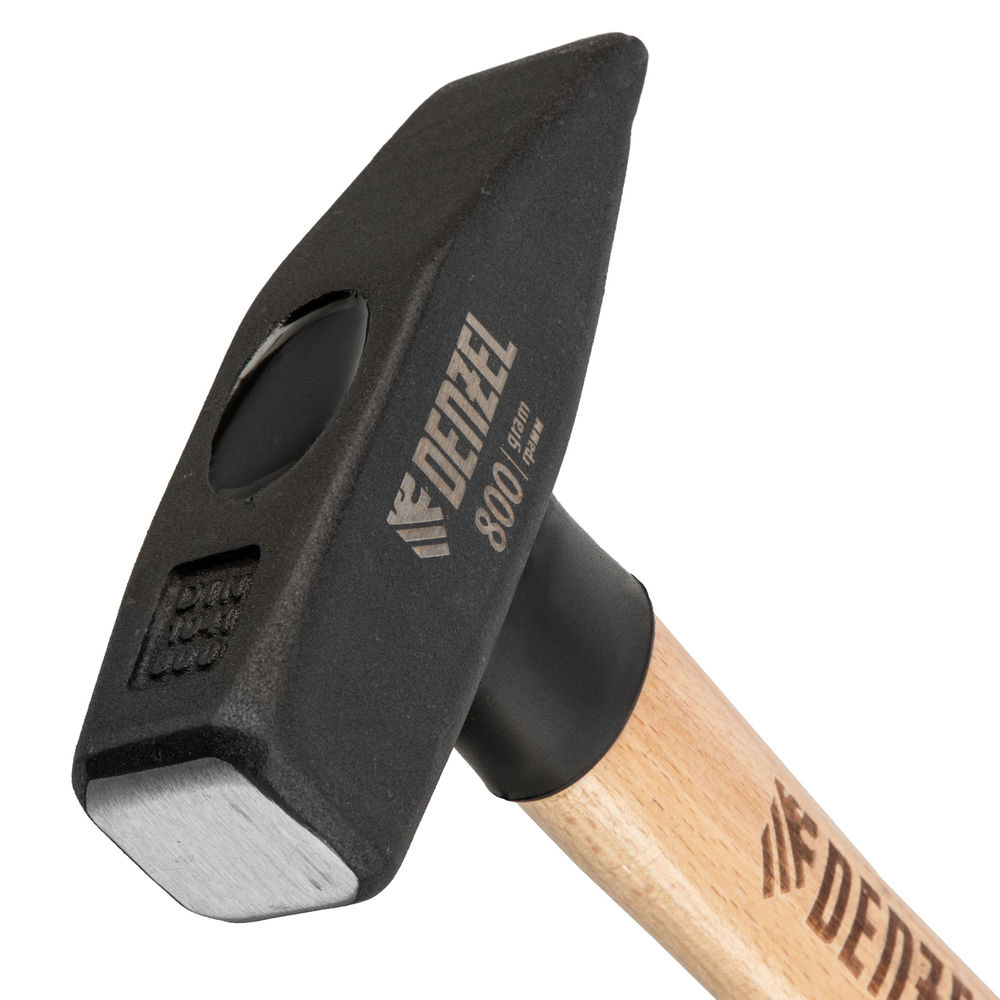 Молоток слесарный, 800 г, кованый квадратный боек, буковая рукоятка Denzel (10435)