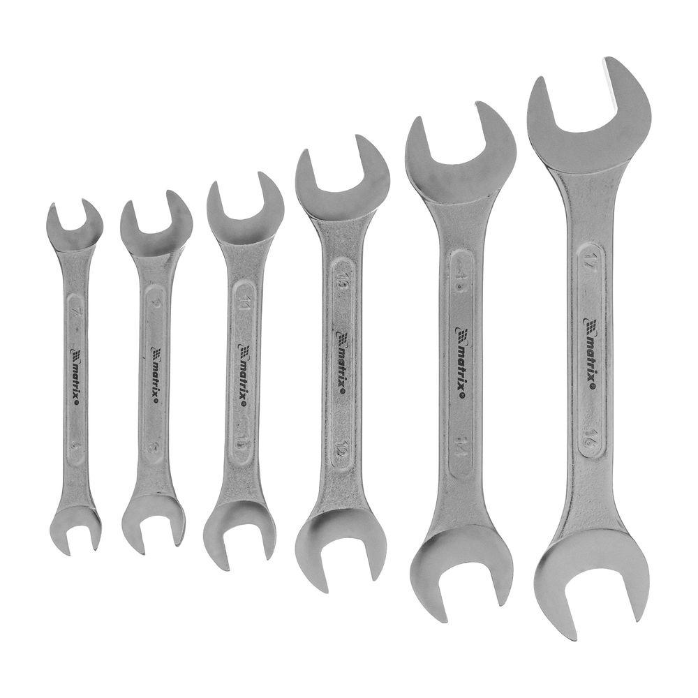 Набор ключей рожковых, 6 х 32 мм, 12 шт., CrV, хромированные Matrix (15278)