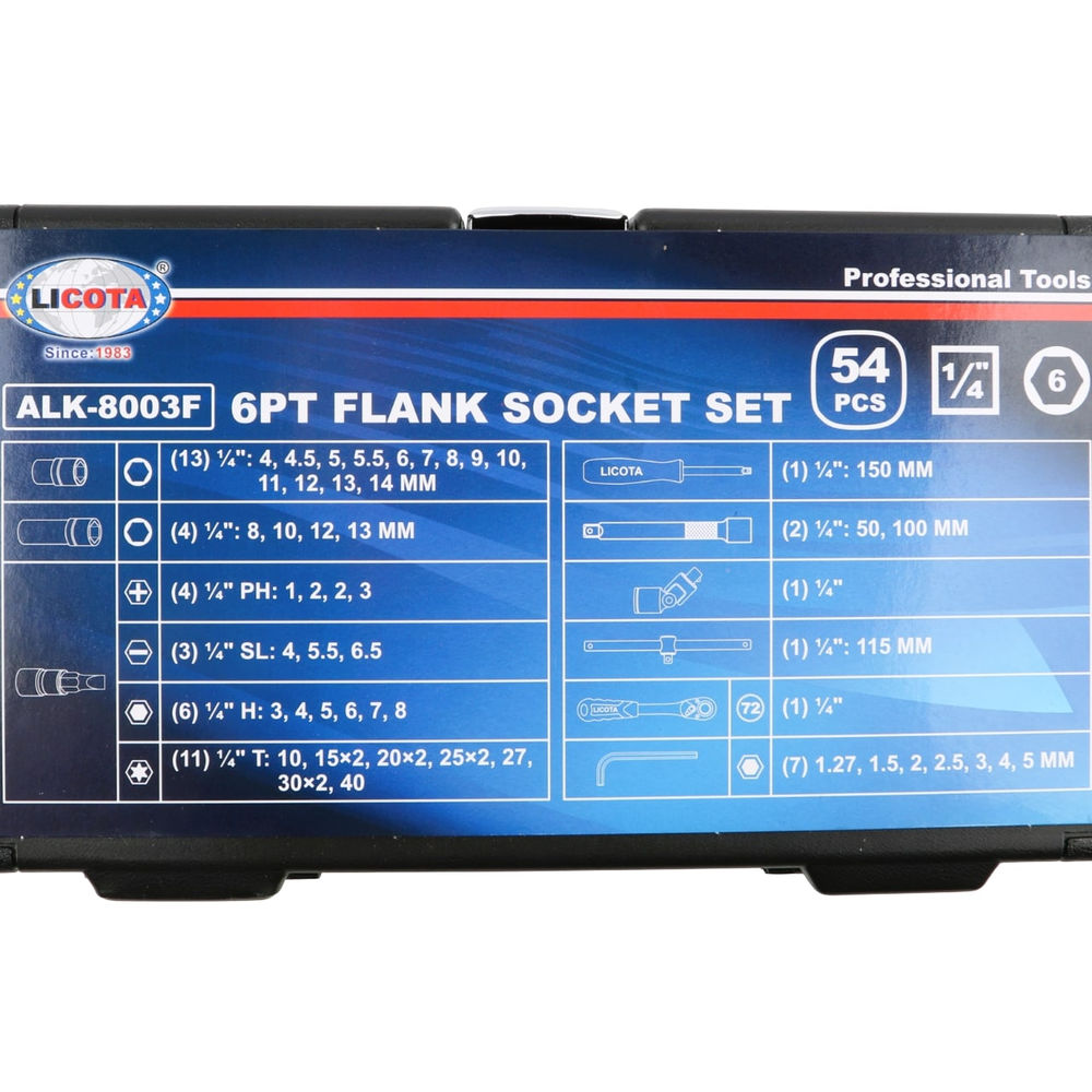 Набор торцевых головок 6-ти гранных 54 пр., 4-14 мм 1/4 Licota ALK-8003F