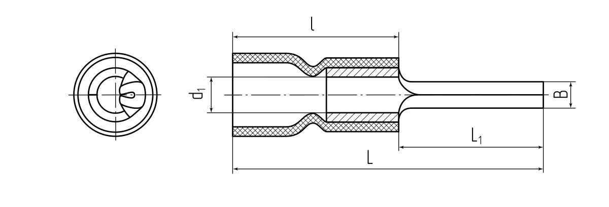 Наконечник кабельный штыревой круглый изолированный НШКИ 2.5–12 (30 шт) (КВТ) (91011)