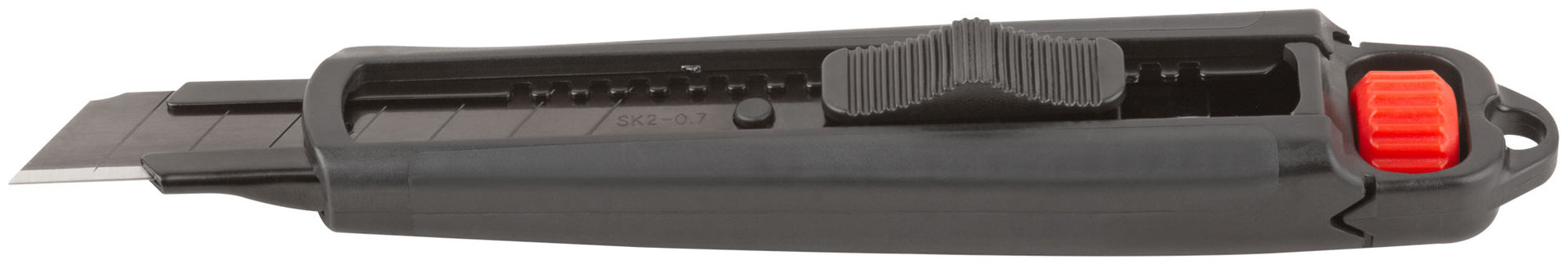 Нож технический 18 мм усиленный прорезиненный, дополнит. пластиковый прижим, черный, Профи (10322)