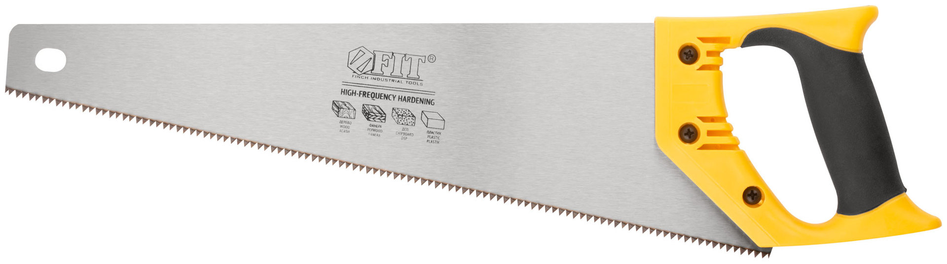 Ножовка по дереву, средний каленый зуб 7 ТPI, 2D заточка, пластиковая прорезиненная ручка 400 мм (40431)