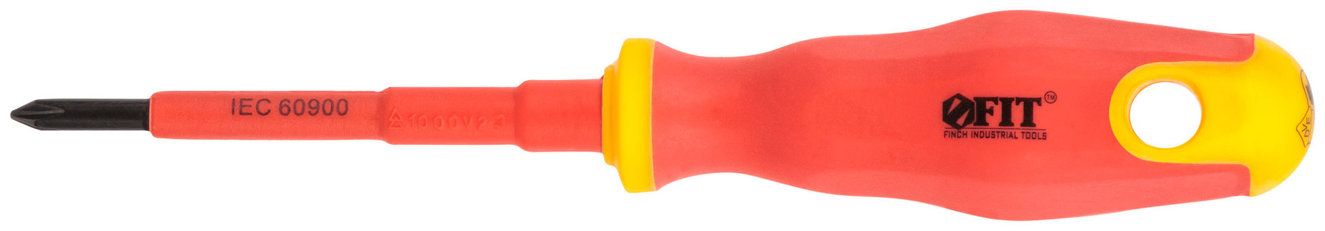 Отвертка изолированная 1000 В, CrV сталь, прорезиненная ручка 4,5х80 мм РН1 (55893)