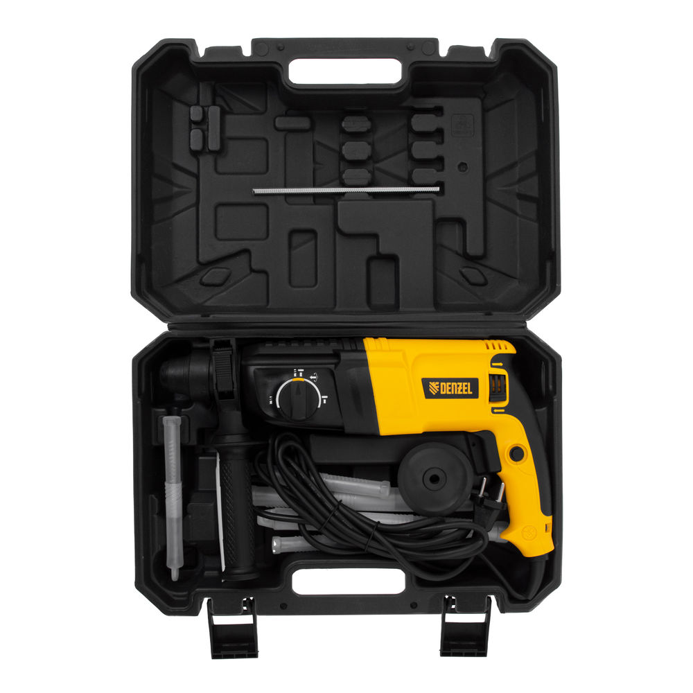 Перфоратор электрический RHH-800-26, SDS-plus, 800 Вт, 3 Дж, 3 плюс 1 реж. Denzel (26607)