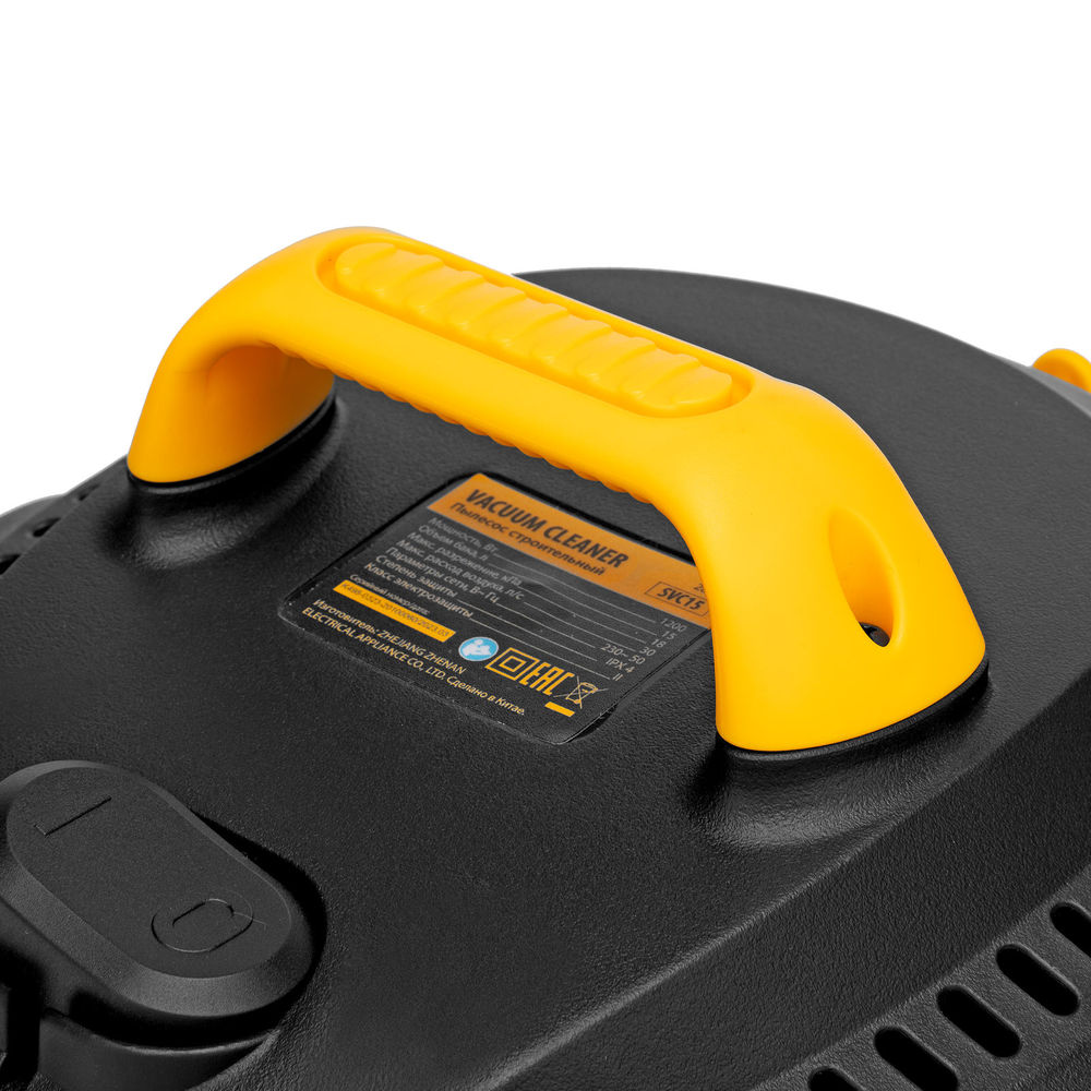 Пылесос строительный SVC15, 1200 Вт, бак 15 л, шланг 2 м Denzel (28201)