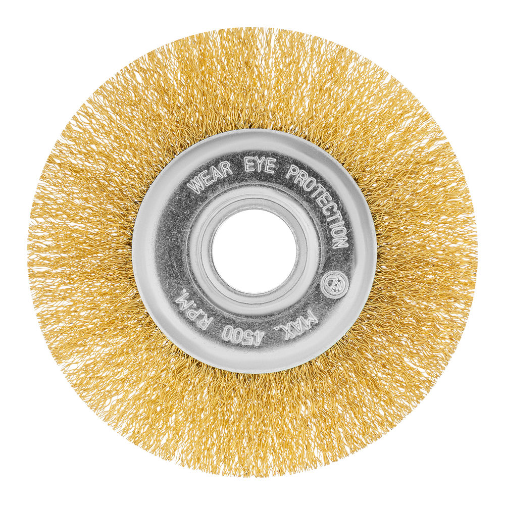 Щетка для УШМ, 125 мм, посадка 22.2 мм, плоская, латунированная витая проволока Matrix (74656)