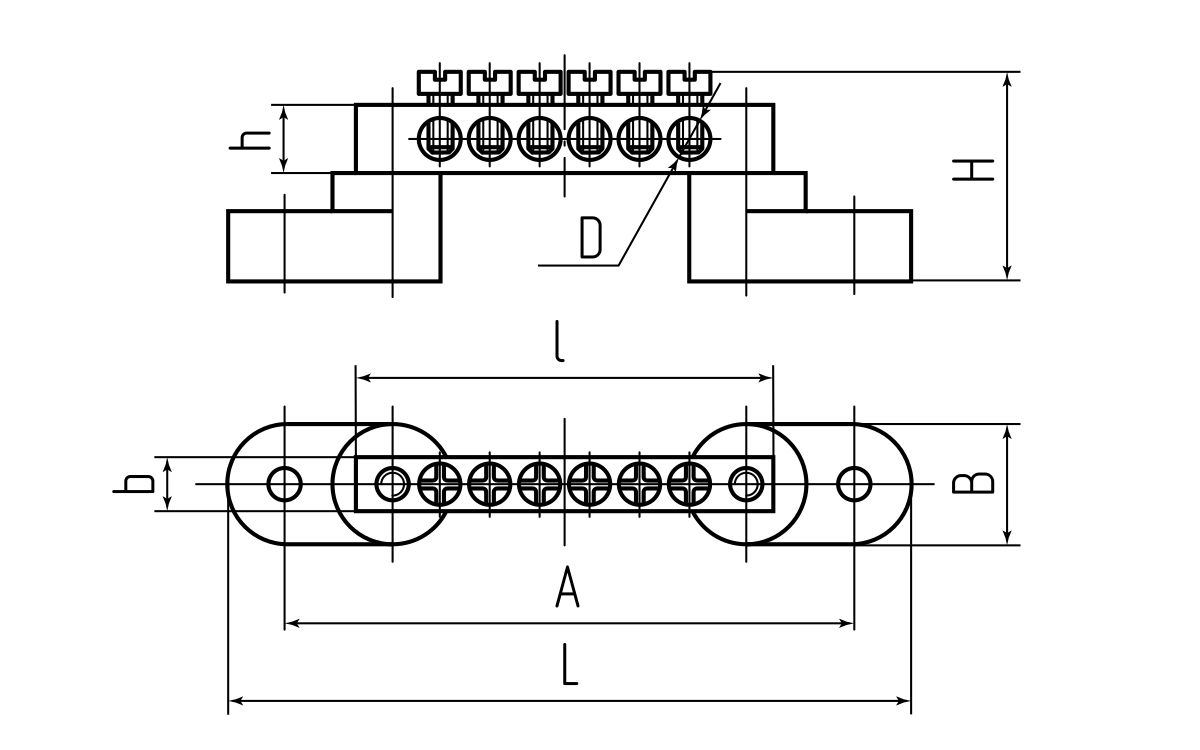 Шина N ноль на 2-х изол ШНИ-6х9-6 (син) (КВТ) (87183)