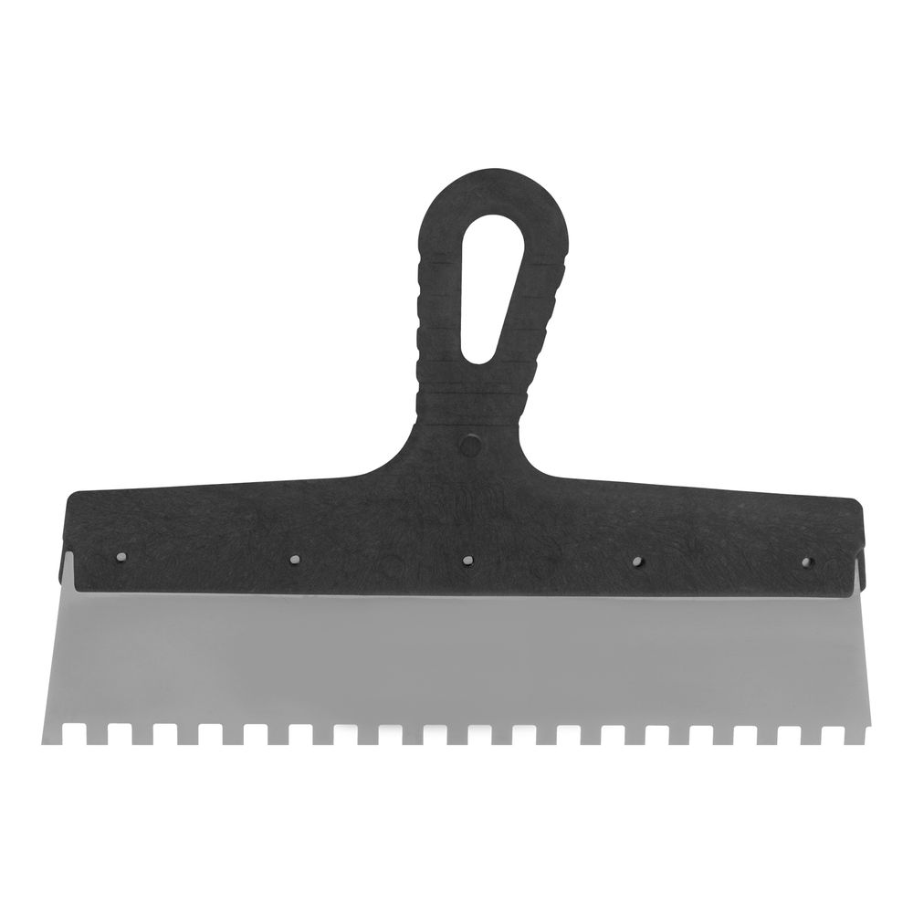 Шпатель из нержавеющей стали, 300 мм, зуб 8 х 8 мм, пластмассовая ручка Сибртех (85476)