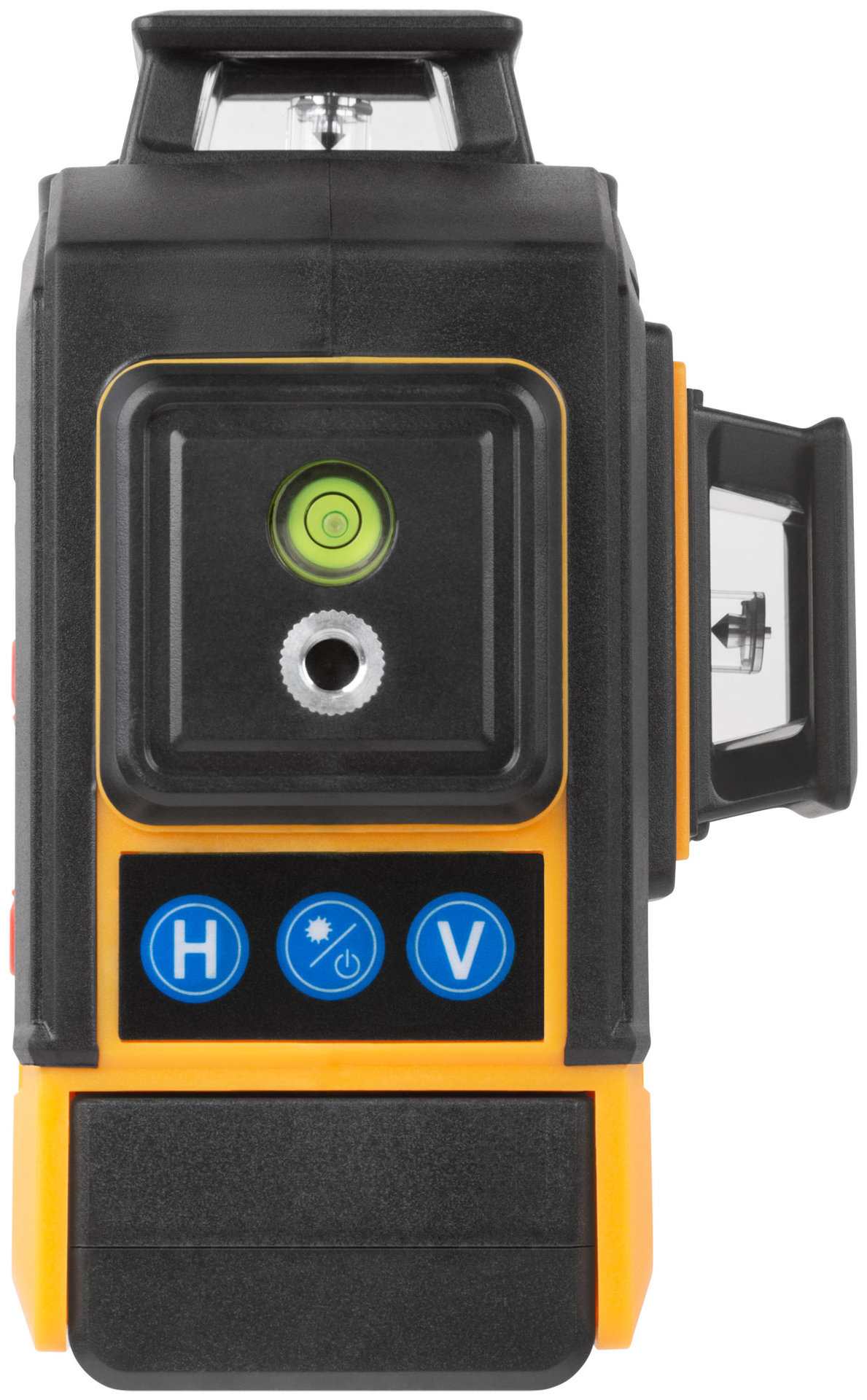 Уровень лазерный самоуспокаивающийся, зеленые лучи, 3 плоскости 360 гр., диапазон 20 м, Li-Ion аккум., 2 уровня яркости, без треноги, платформа для по (18668)