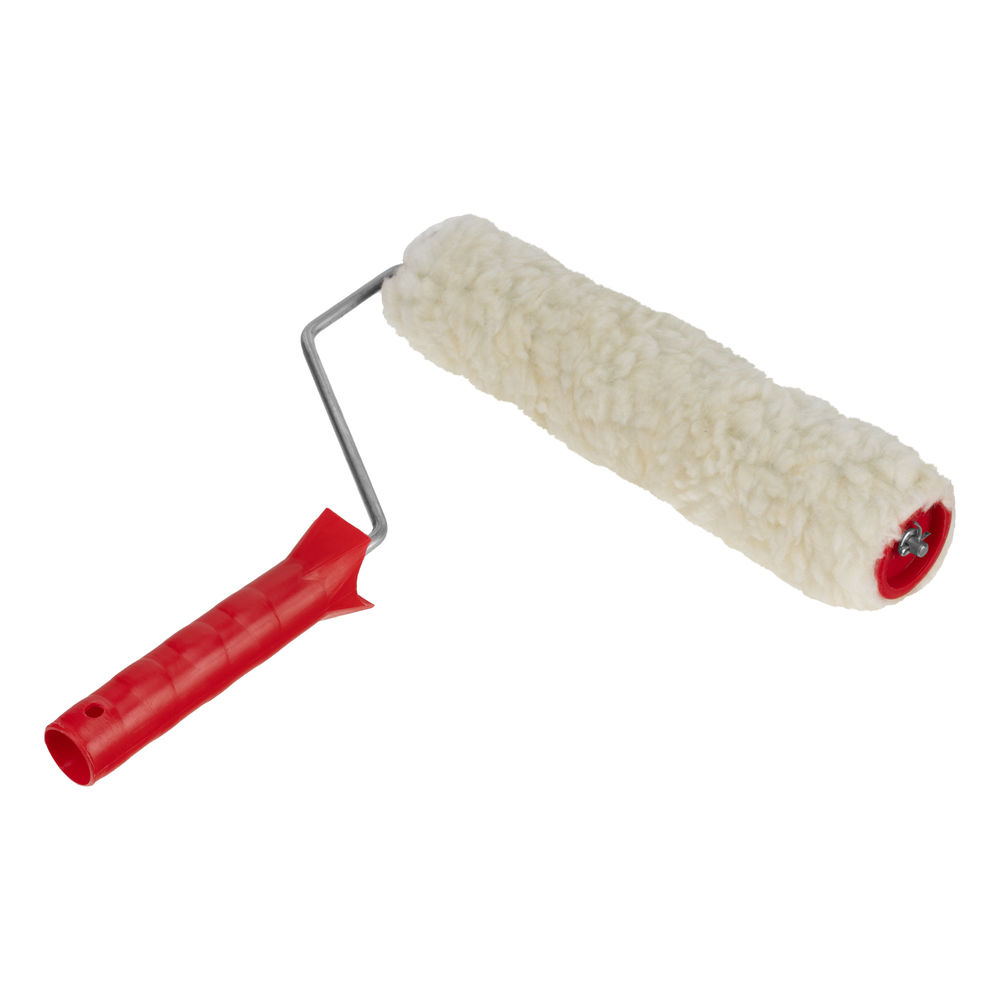 Валик Натуральный мех, в сборе, 250 мм, D 48 мм, D ручки 6 мм, крепление шплинтом Сибртех (80164)