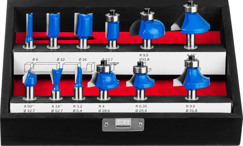 Набор профильных фрез по дереву 12 шт ЗУБР Профессионал 28796-H12