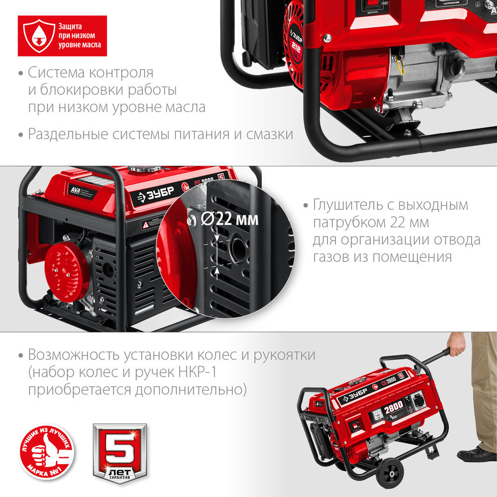 Генератор бензиновый 2800 Вт ЗУБР СБ-2800