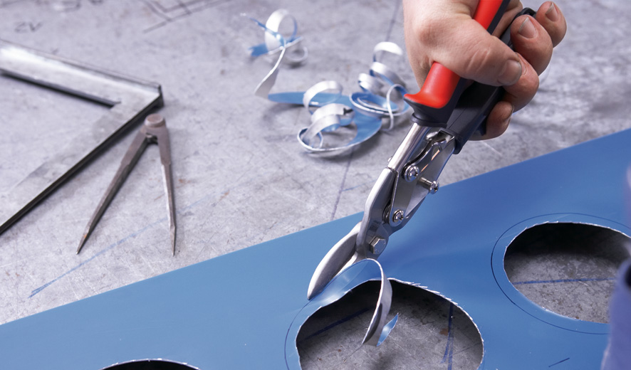 Ножницы по металлу 230 мм, фигурные, левые, рез: 1.2 мм, короткий прямой и фигурный рез D16L ER-D16L