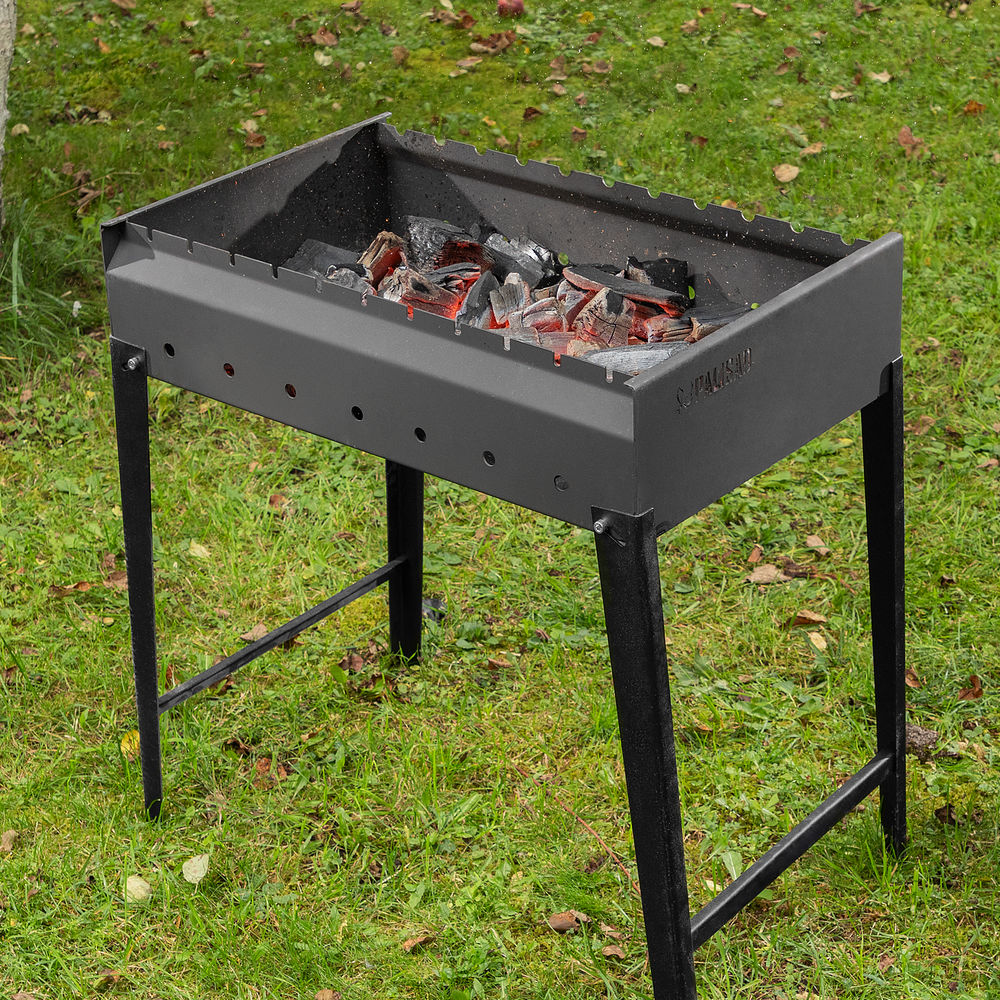 Мангал сварной, 605 х 375 х 138/640 мм, сталь 2 мм, Camping Palisad (69668)