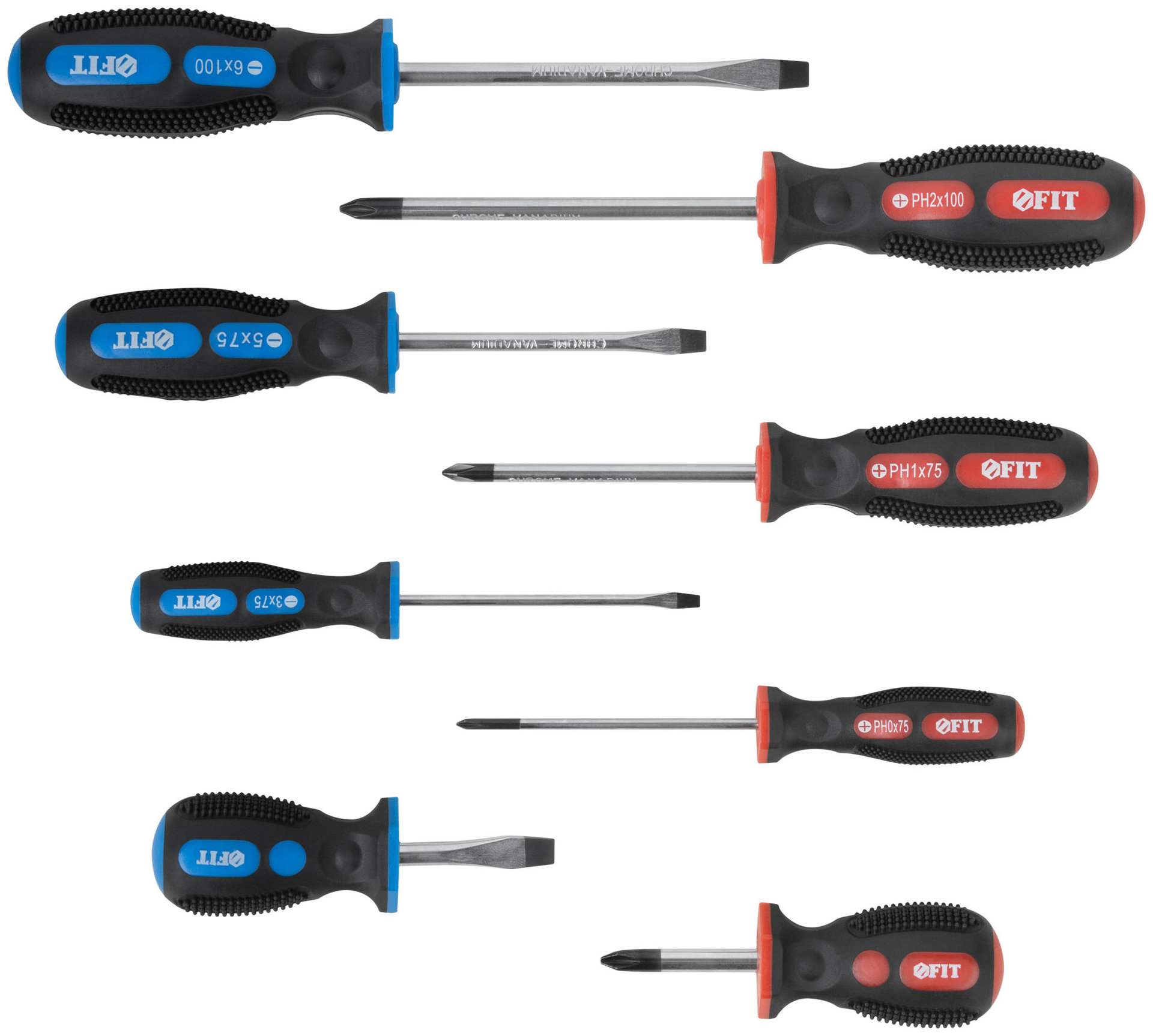 Отвертки Универсал, CrV сталь, прорезиненные ручки, пластиковый кейс, набор 8 шт. (56042)