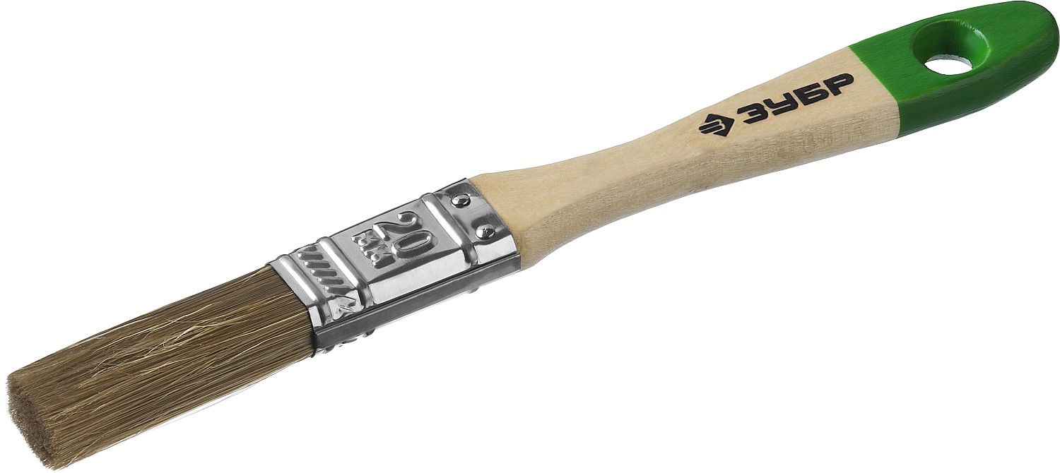 Плоская кисть ЛАЗУРЬ, 20 мм, 3/4, светлая смешанная щетина, деревянная ручка, для высокотекучих ЛКМ ЗУБР 4-01009-020
