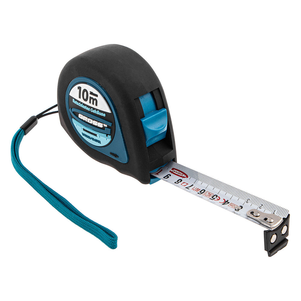 Рулетка Ergonomisch,10 м x 25 мм,магнитный обрезиненный зацеп Gross