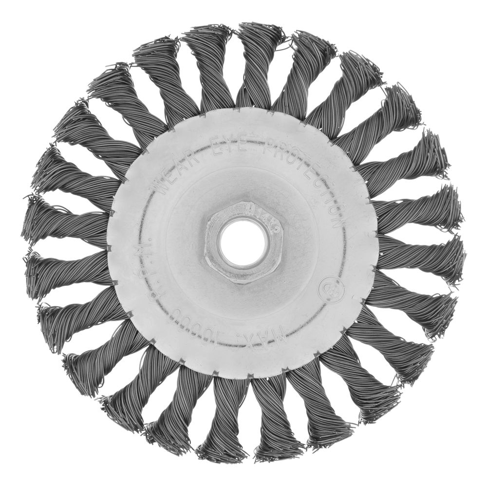 Щетка для УШМ 125 мм, М14, плоская, крученая проволока 0.5 мм Matrix (74640)