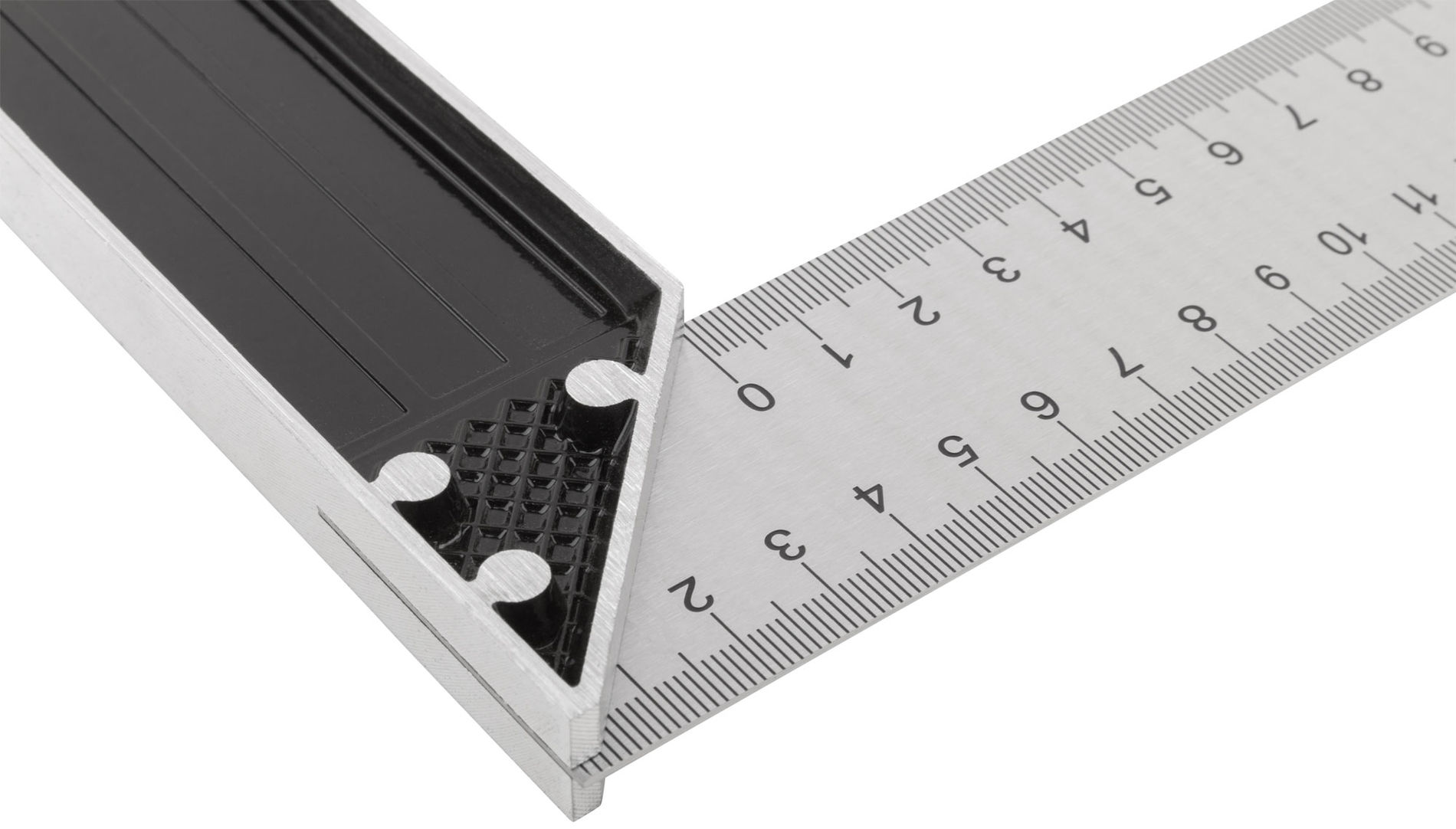 Угольник столярный, рифленая шкала, алюминиевое основание 300 мм (19462)