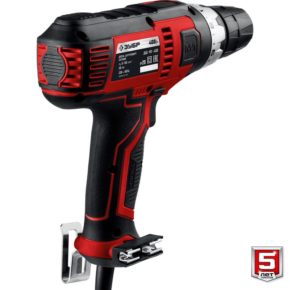 Дрель-шуруповерт сетевая 400 Вт 28 Н·м ЗУБР ДШ-М1-400