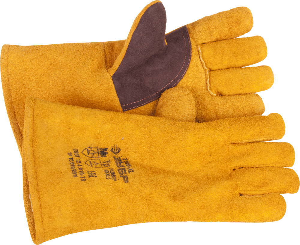 Краги термостойкие ЭКСПЕРТ 350 мм, размер XL (10), спилковые, для сварки и тяжелых механических работ ЗУБР Профессионал 11334-XL