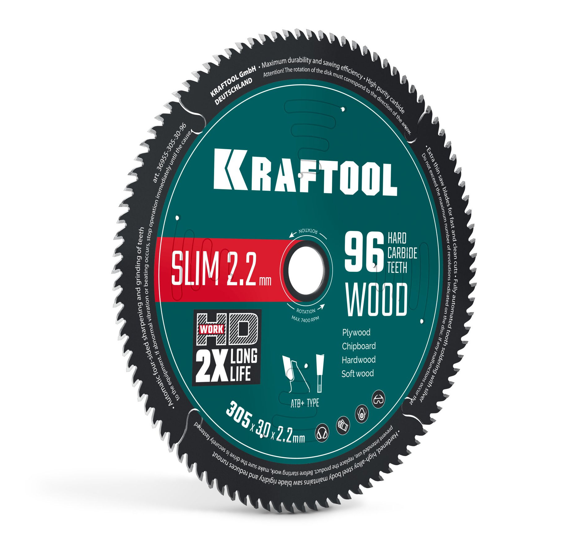 Диск пильный по дереву Slim wood cut, 305 х 30 x 2.2 мм, 96Т KRAFTOOL 36955-305-30-96