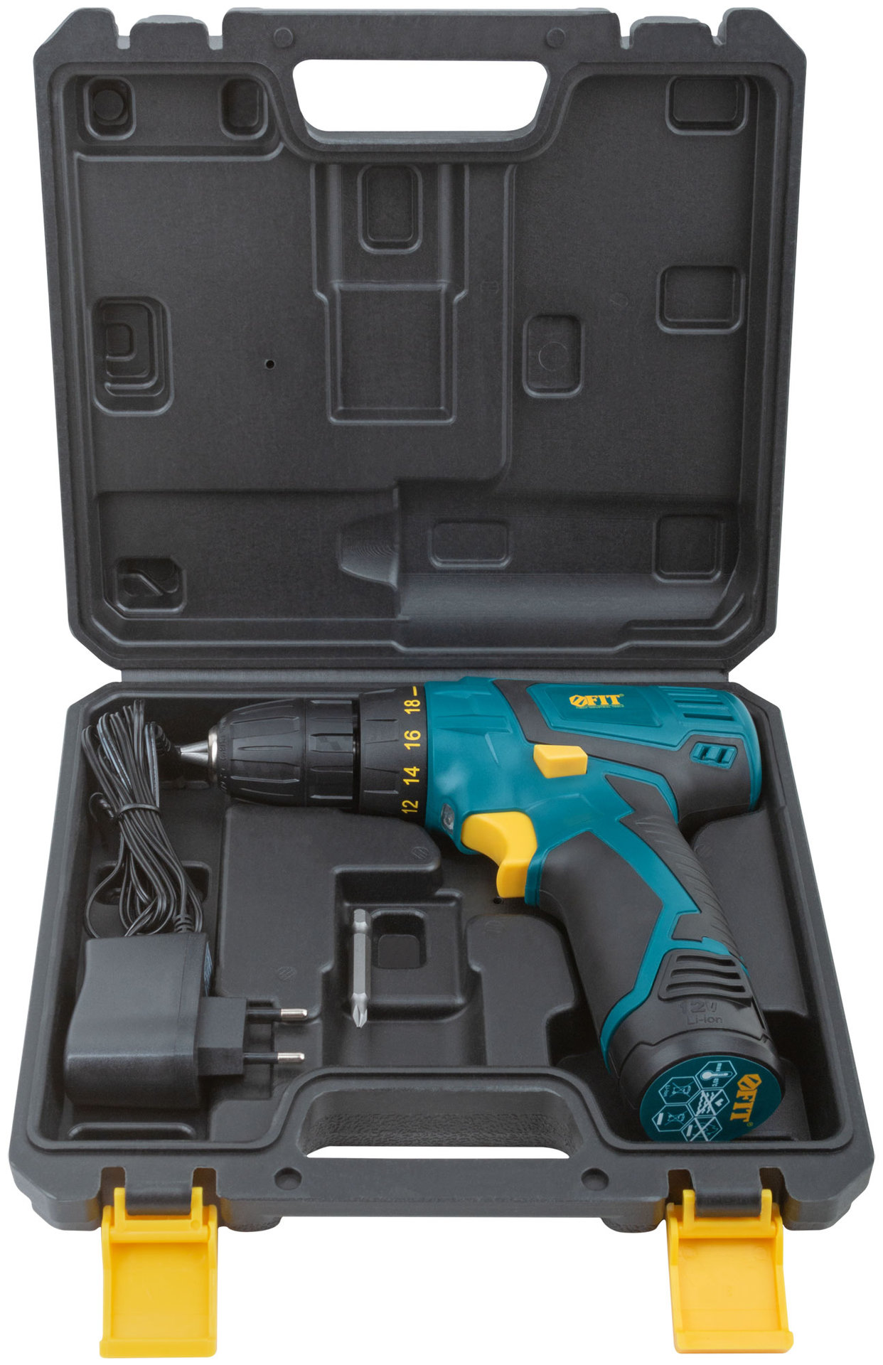 Дрель-Шуруповерт акк. 12 В; 0-350/1100 об/мин; 20 Нм; 2 (Li-Ion) 1,3 Ач; 1 ч.; рез. накл.; кейс (80181)