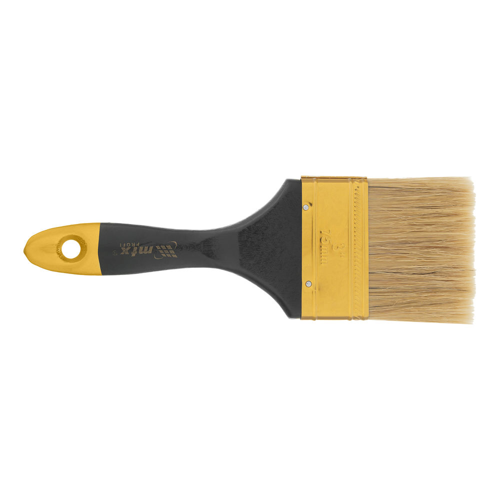 Кисть плоская Профи 3, натуральная щетина, деревянная ручка MTX (83154)