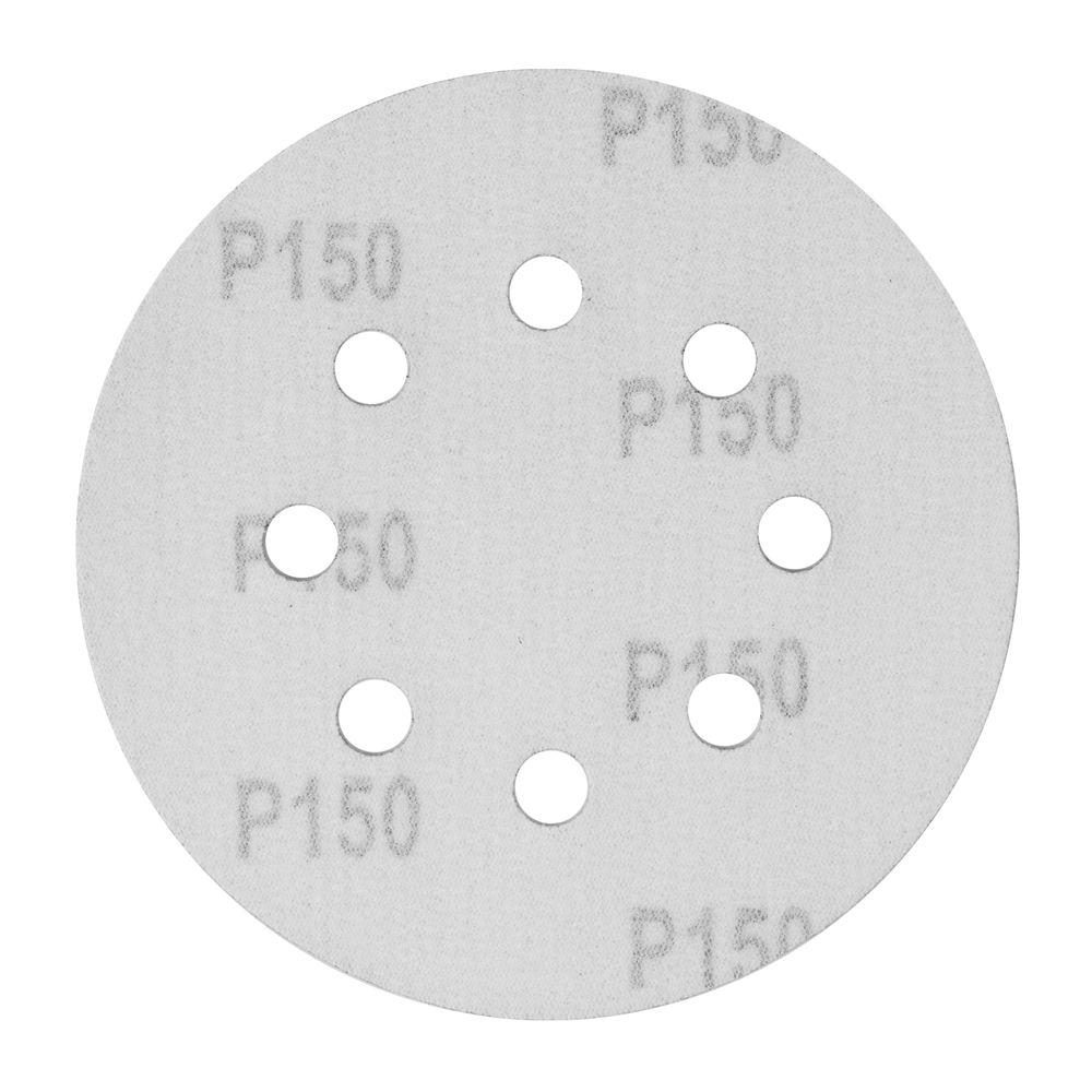 Круг абразивный на ворсовой подложке под липучку, перфорированный, P 150, 125 мм, 5 шт Сибртех (738077)