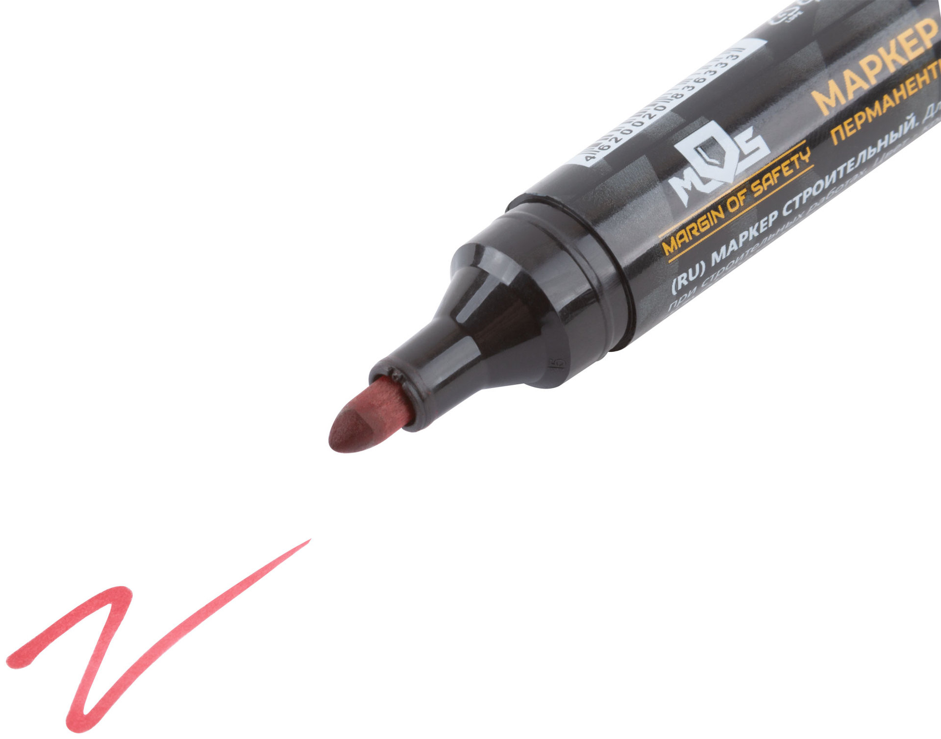 Маркер перманентный строительный, красный (04368М)