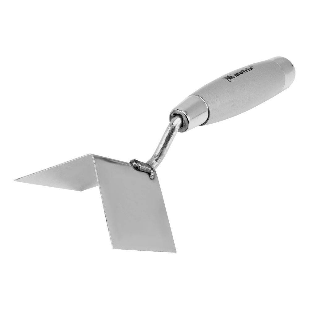 Мастерок из нержавеющей стали, 80 х 60 х 60 мм, для внешних углов, деревянная ручка Matrix (86312)
