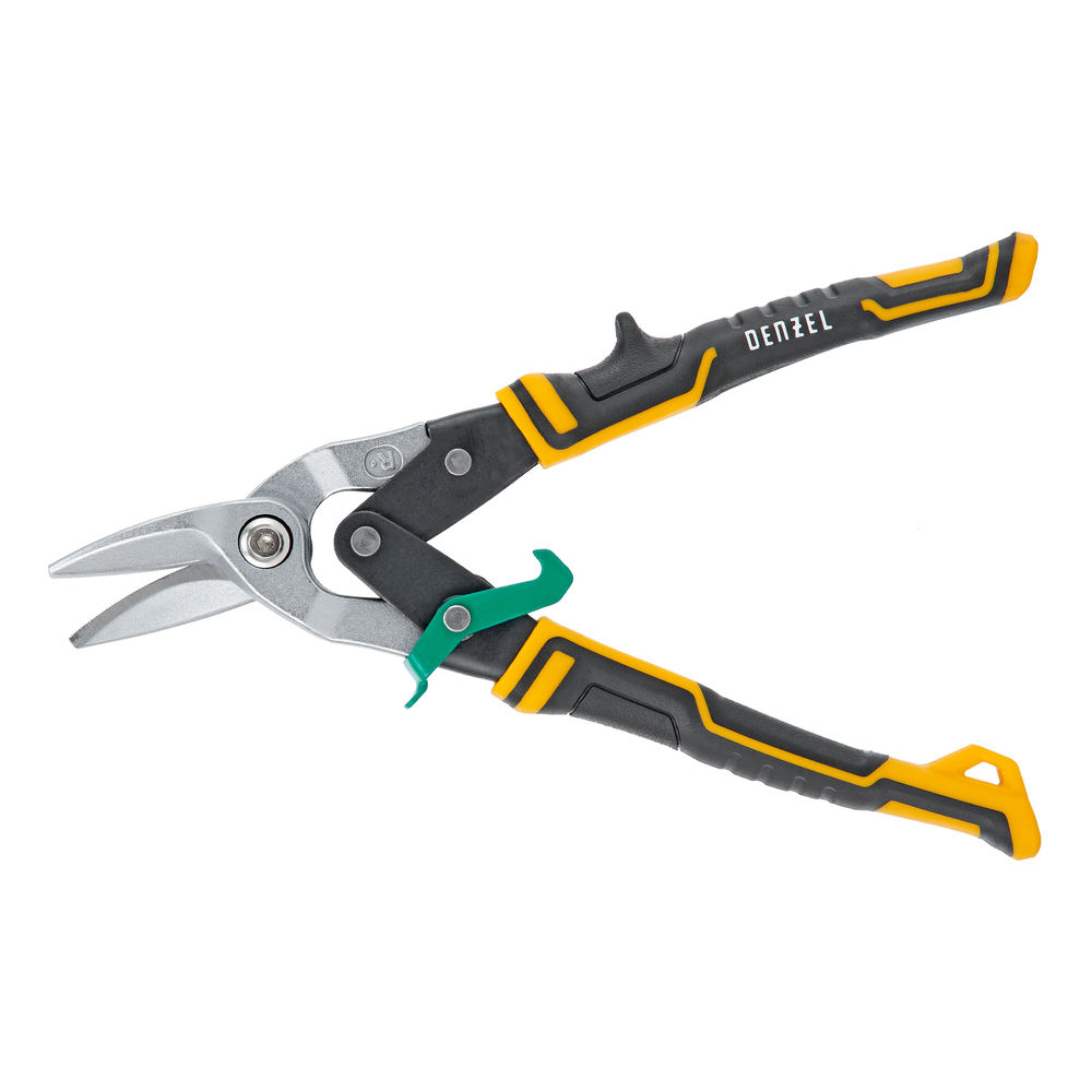 Ножницы по металлу, 270 мм, прямой и правый рез, сталь-СrMo, трехкомпонентные рукоятки Denzel (78371)
