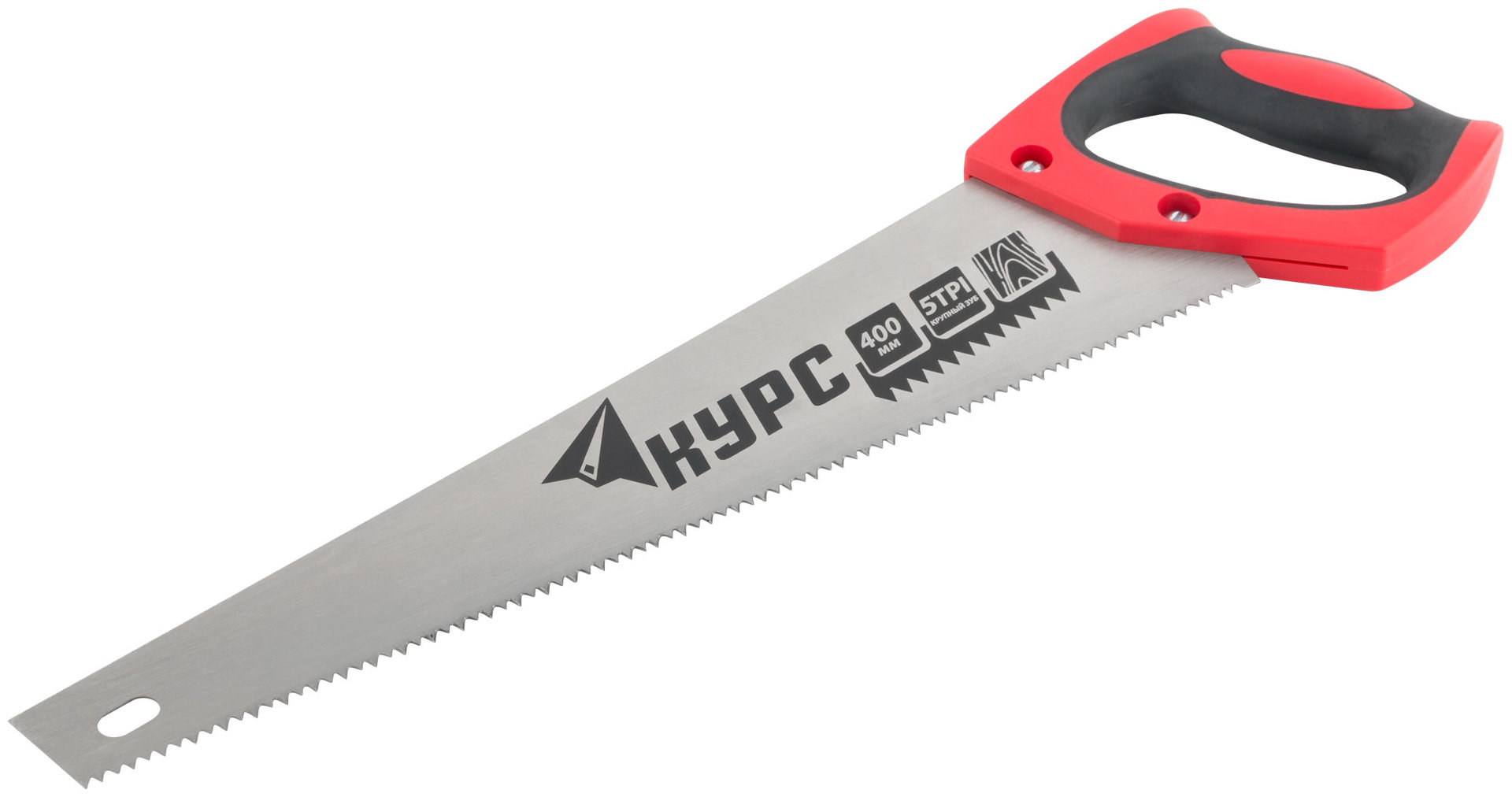 Ножовка по дереву универсальная, шаг 4,5 мм, пластиковая прорезиненная ручка 400 мм (40351)