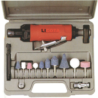 Пневматическая шлифовальная машинка 22000 об/мин с набором шарошек (15 предметов), Licota, PAG-10039K