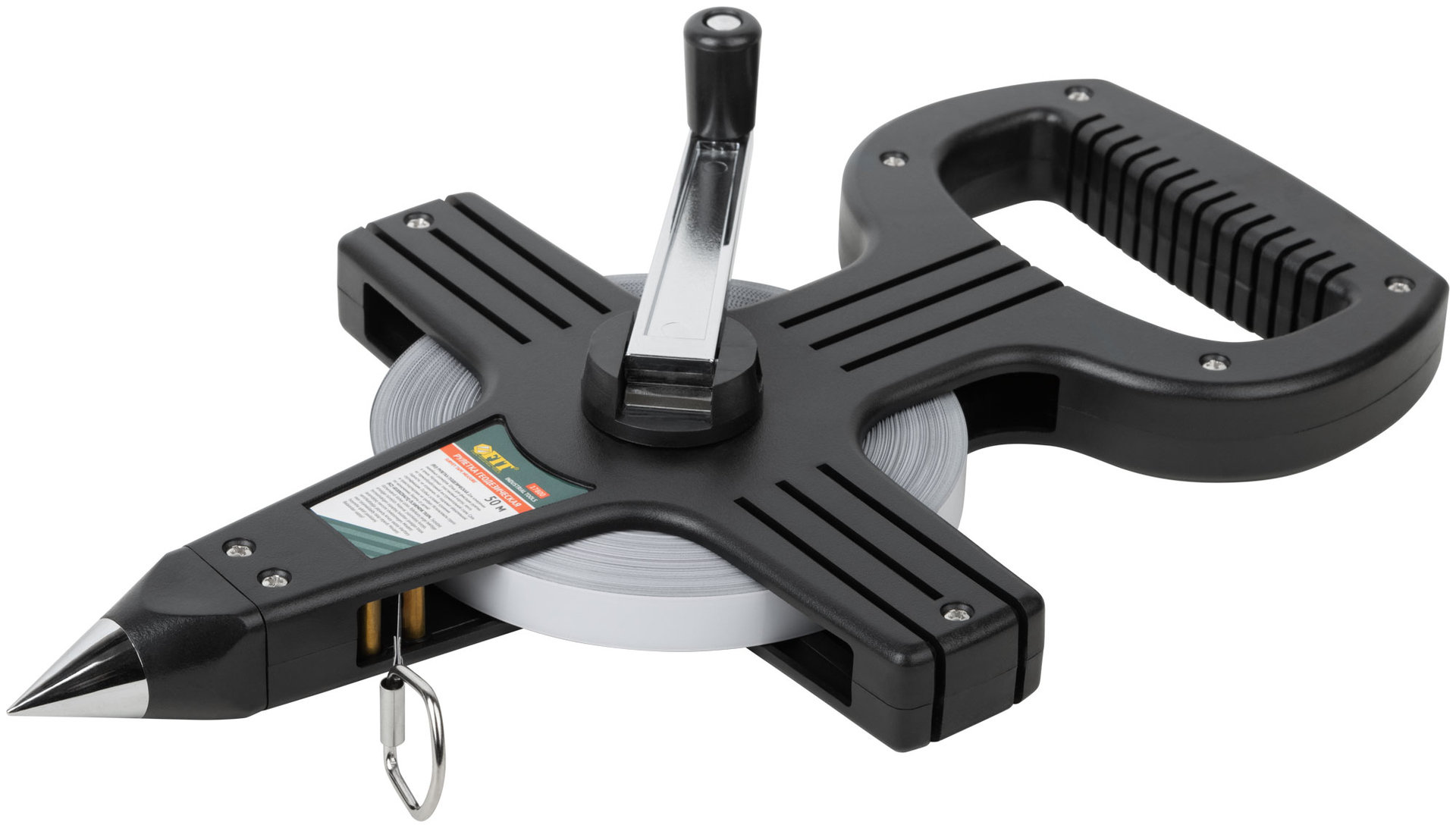 Рулетка геодезическая, стальная лента, черный открытый пластиковый корпус 50 м