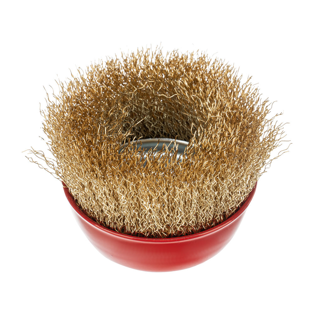 Щетка для УШМ, 75 мм, М14, чашка, латунированная витая проволока Matrix (74604)